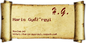 Haris Györgyi névjegykártya